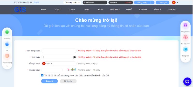 Các Bước Tạo Tài Khoản Tại Gi8