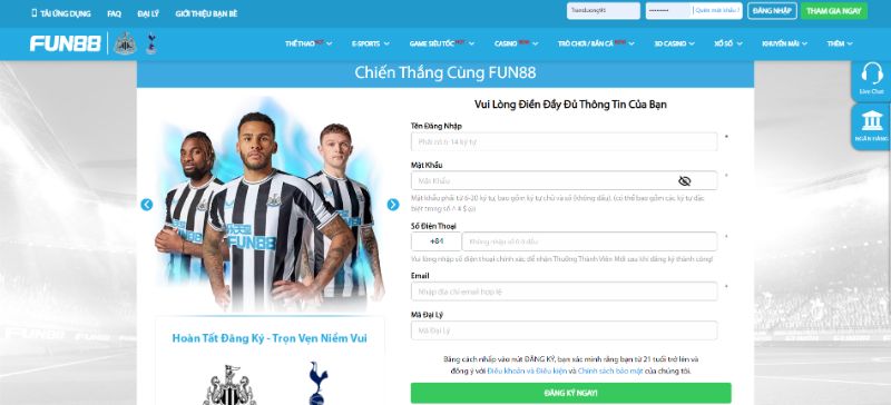 Các Bước Tạo Tài Khoản Tại Nhà Cái Fun88