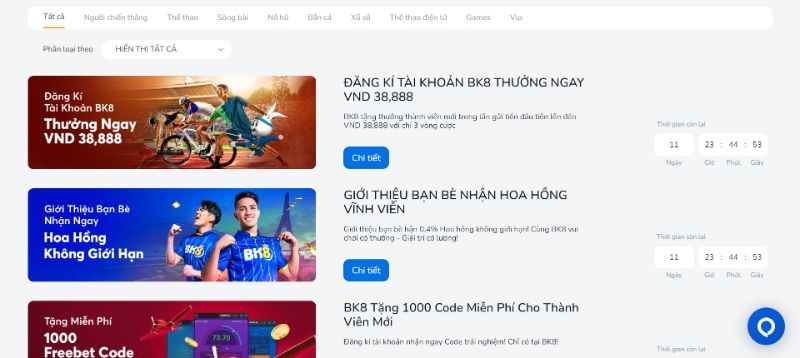 Các Khuyến Mãi Cực Chất Tại Bk8