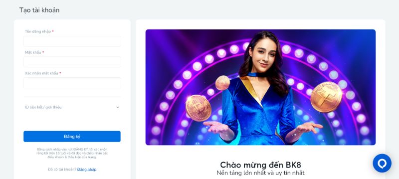 Cách Tạo Tài Khoản Bk8 