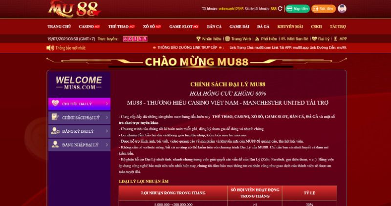 Chính Sách Đại Lý Nhà Cái Mu88