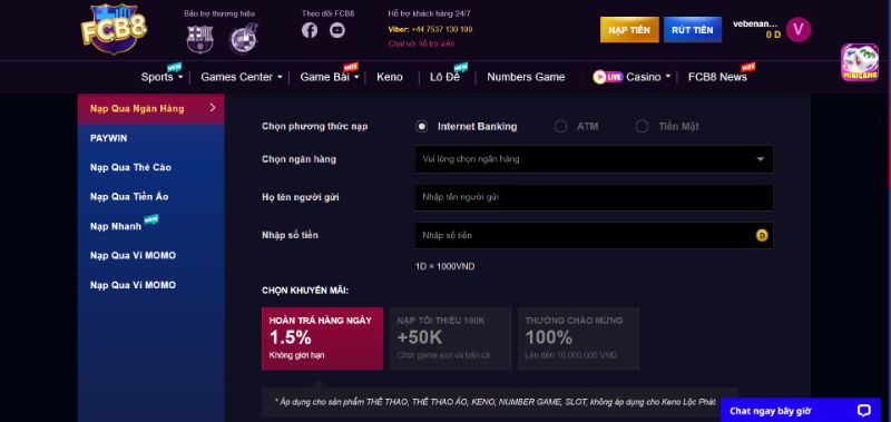 Giao Dịch Nạp Tiền Tại Fcb8