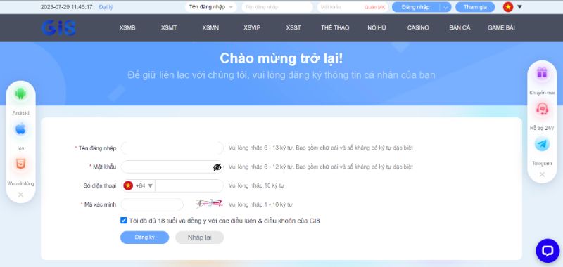 Hoàn Tất Thông Tin Trong Mục Đăng Ký Gi8