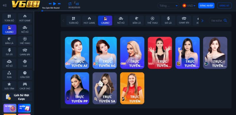 Sảnh Chơi Casino Trực Tuyến V6Bet Chân Thật