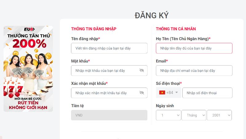 Thao Tác Đăng Ký Tài Khoản Tại Eu9 Cho Newbie