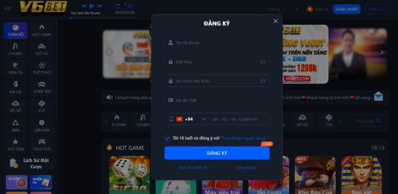 Thao Tác Tạo Tài Khoản Tại V6Bet Cho Tân Thủ