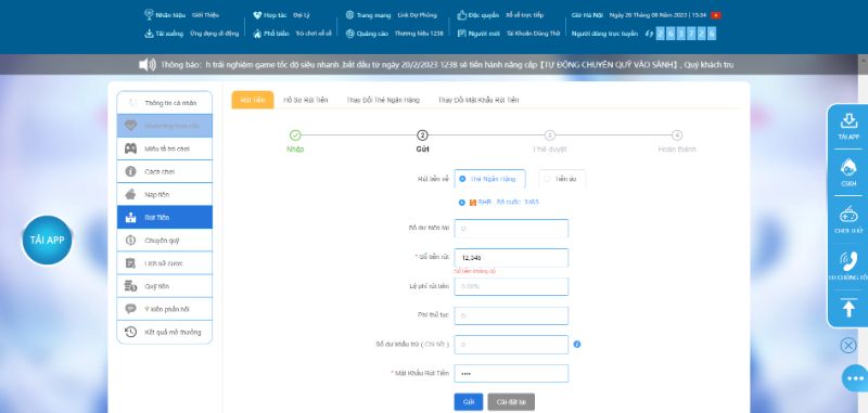 Hướng Dẫn Rút Tiền 123B