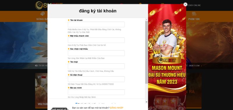 Mở Tài Khoản Hội Viên 8Kbet 