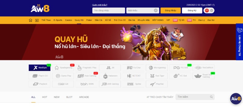 Sảnh Chơi Quay Hũ Tại Aw8