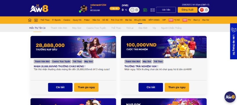 Các Ưu Đãi Không Thể Bỏ Lỡ Của Aw8 Mới Nhất 