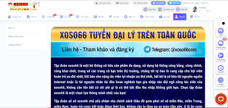 Chương Trình Đại Lý Chính Thức Của Xoso66