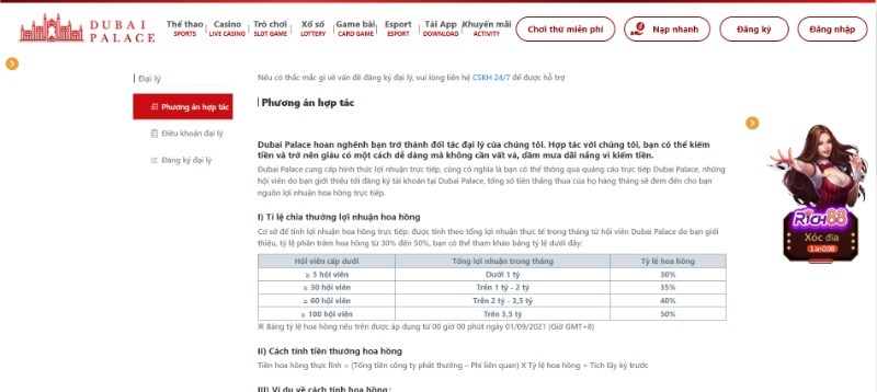 Điều Kiện Tham Gia Đại Lý Dubai Palace