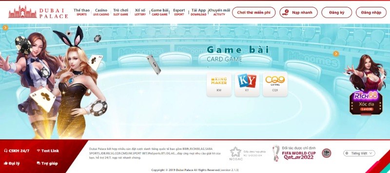 Sảnh Game Bài Tại Dubai Palace