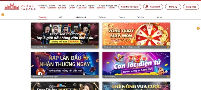 Các Ưu Đãi Không Thể Bỏ Lỡ Tại Sân Chơi Dubai Palace