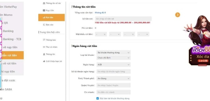 Hướng Dẫn Rút Tiền Dubai Palace