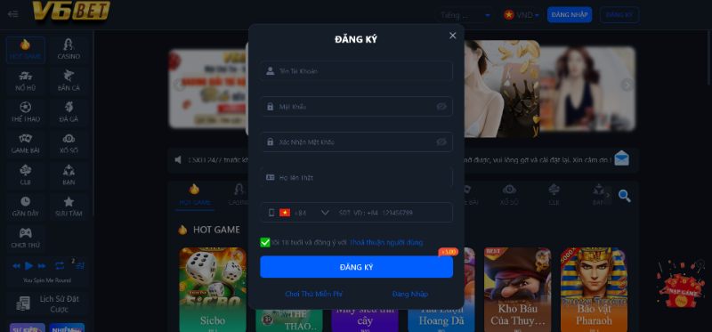 Hoàn Thiện Thông Tin Yêu Cầu Đăng Ký V6Bet