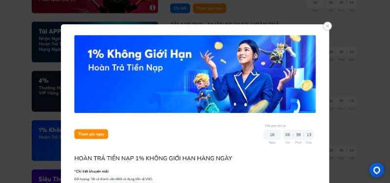Khuyến Mãi BK8 - Đặc Quyền Hấp Dẫn Dành Cho Thành Viên 3 Khuyến Mãi Bk8 Hoàn Trả Tiền Nạp 1% Không Giới Hạn Hàng Ngày