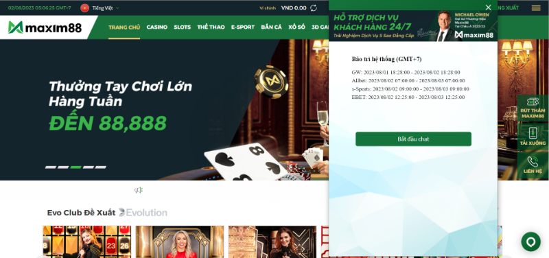 Liên Hệ Maxim88 Hoạt Động 24/7