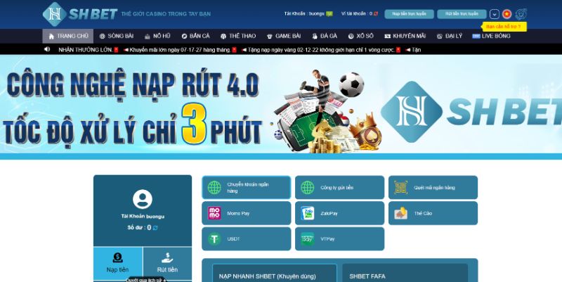 Hướng Dẫn Nạp Tiền Shbet