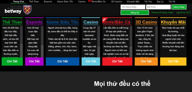 Nhà Cái Betway Có Nhiều Sự Mới Lạ Độc Đáo