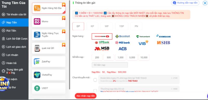 Những Hình Thức Nạp Tiền Gi8 Đang Có Trên Hệ Thống