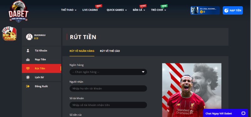 Hướng Dẫn Rút Tiền Dabet