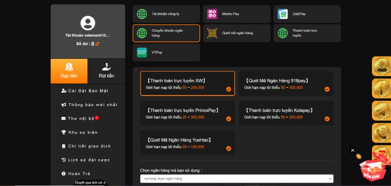 Hướng Dẫn Nạp Tiền Sân Chơi I9Bet