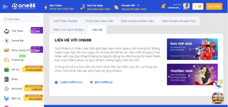 Liên Hệ Mà Sân Chơi One88 Tích Hợp
