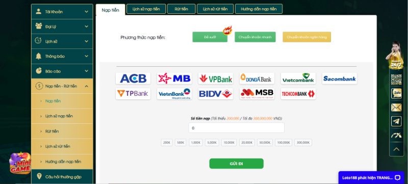 Hướng Dẫn Nạp Tiền Loto188