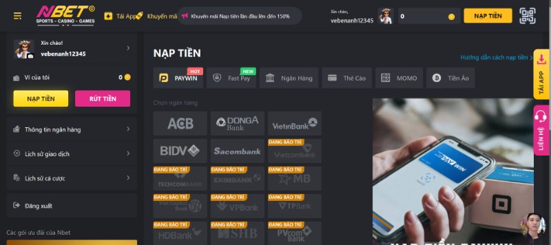 Chỉ Dẫn Game Thủ Mới Cách Nạp Nbet