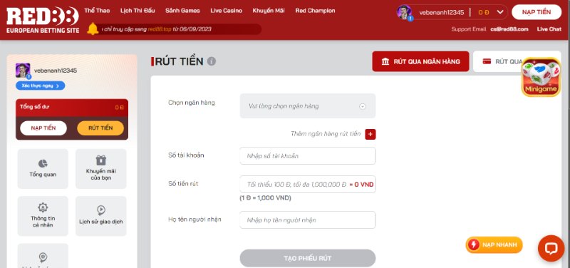 Hướng Dẫn Rút Tiền Red88