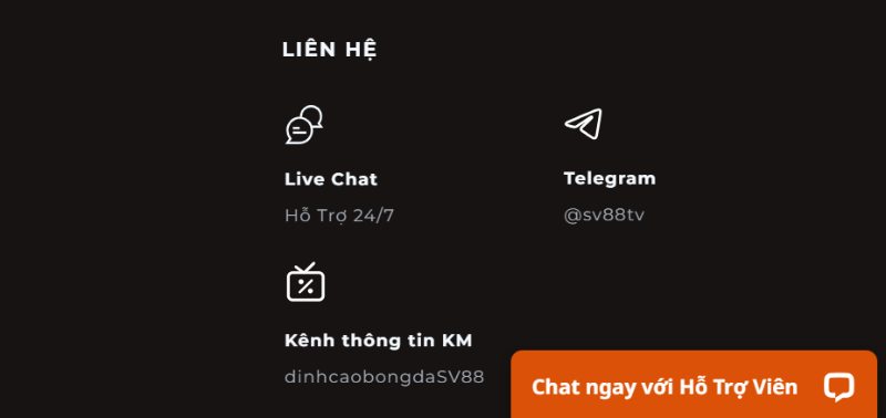 Thông Tin Liên Hệ Sv88