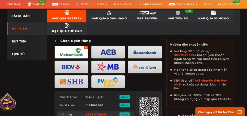 Cách Nạp Tiền Debet 
