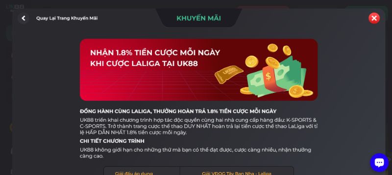 Hoàn Trả 1,8% Cược La Liga Mỗi Ngày